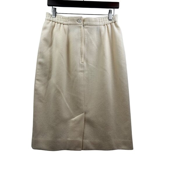 Vintage PANTHERA Cream Ivory Old Money Luxury Cottage Timeless Wool Skirt Sz 8 - Picture 2 of 6